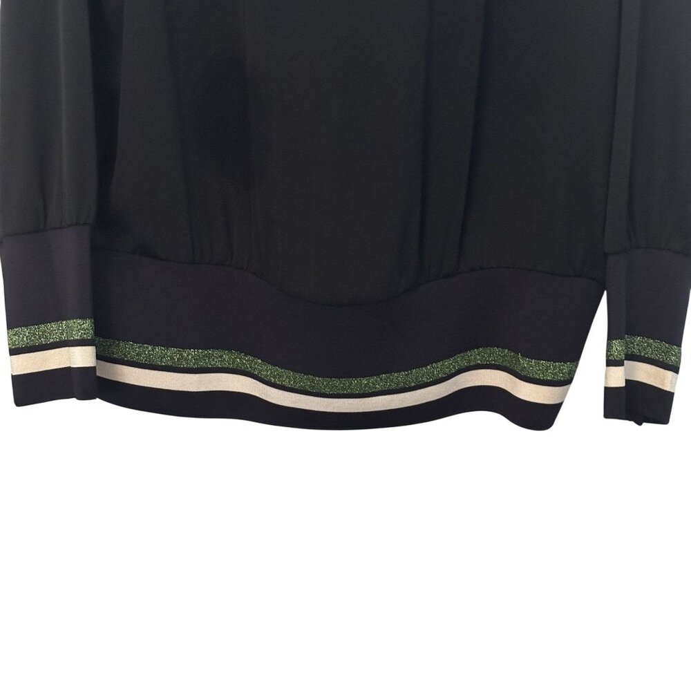 Scotch & Soda Maison Scotch Black Long Sleeve Top With Glitter Accents On Cuffs - Picture 12 of 13